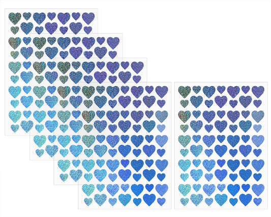 ONLYKXY 5sheet Assorted Size Heart Self Adhesive Silver Glitter Lable Holographic Reward Sticker Decal for Teacher DIY Craft Christmas Decoration Photo Card Car Case Cup Bottle Small Item Applique Tag