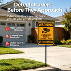 Video Surveillance No Trespassing Warning Sign with 36" Metal Stake, 10x14 Inch Aluminum, Reflective, 2Pack
