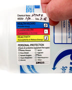 ChromaLabel industrial write-in labels, 1.5 x 2.5 inches, 250 stickers per roll, pack of 2, on a white background