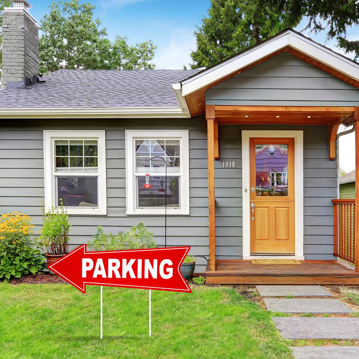 Barydat 8 Pcs Parking Sign with Stake 17 x 6 Inch Outside Event Parking Signs Directional Arrow Corrugated Plastic Signs Outside for Event Left and Right, Double Side Printed