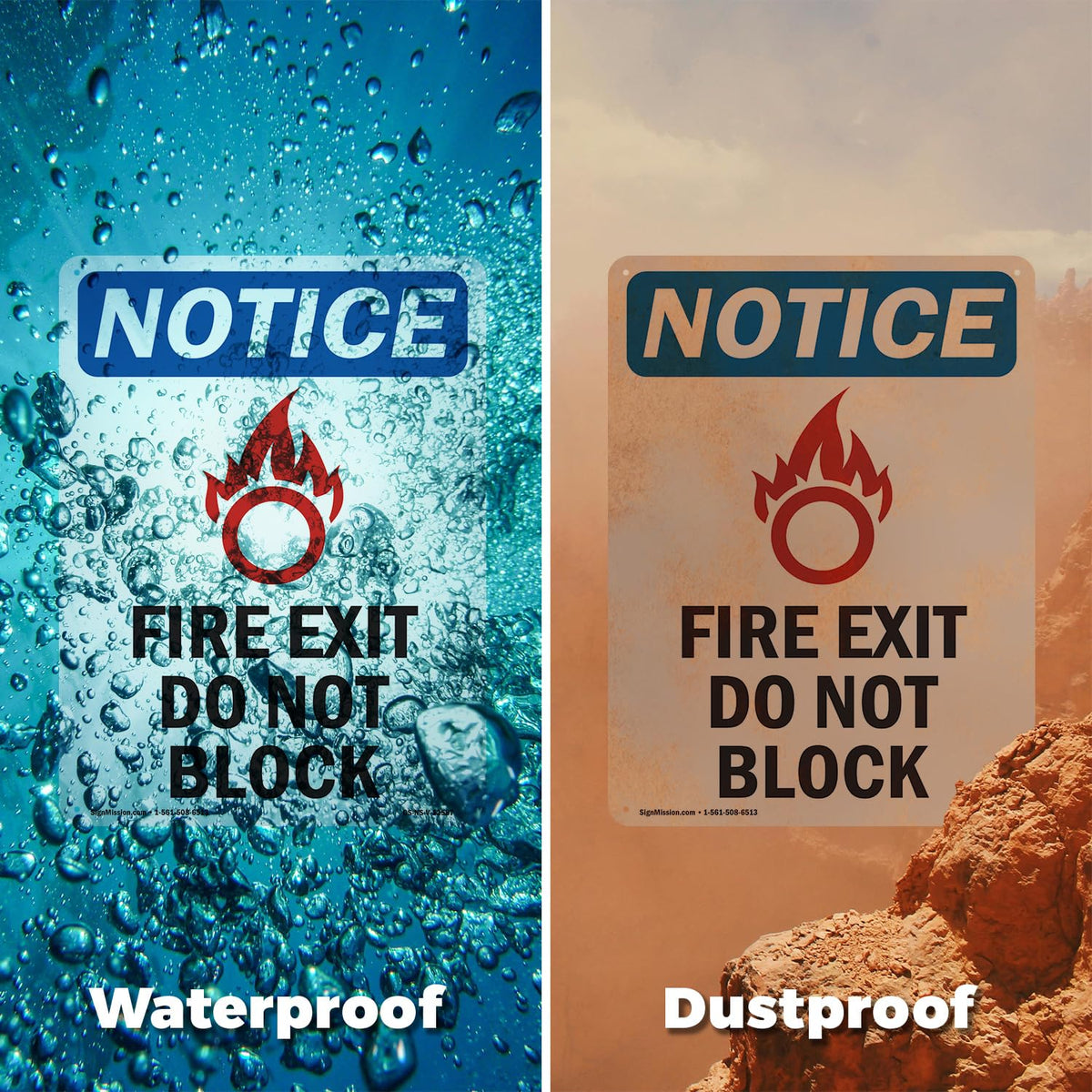 Fire Exit Do Not Block OSHA Notice Rigid Plastic Sign 10 Inch x 7 Inch - 5 Pack 5 Pack of 10" x 7"