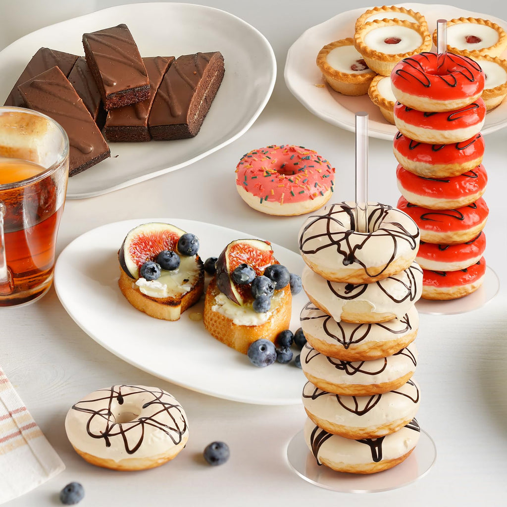 Dooiclear Donut Stand 6 Pack, Acrylic Bagel Stand, Clear Doughnut Holder