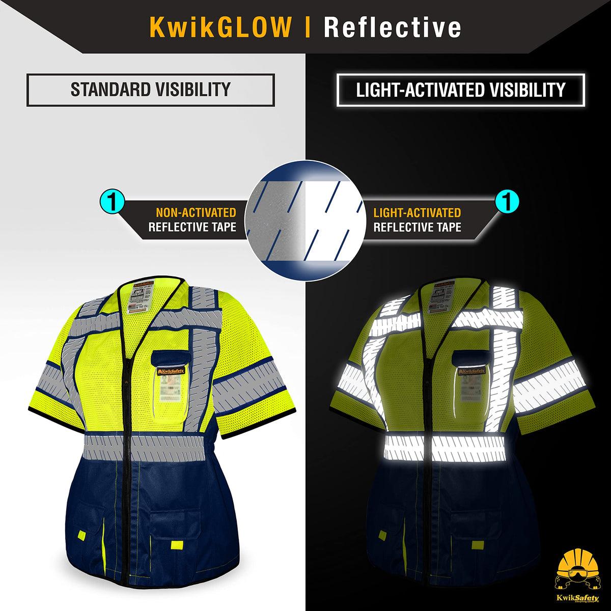 KwikSafety - Charlotte, NC - SHERIFF Class 3 Safety Vest for Women [REFLECTIVE FISHBONE TAPE] ANSI Tested OSHA Compliant Hi Vis PPE Work Gear/Blue Large