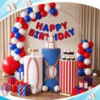 Frienda 3 Pcs Halloween Cylinder Cover Wraps for Dessert Table, Baseball White Blue Red
