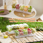 Chilled Condiment Server，Taco Bar Serving Set for Party，15.3" Condiment Serving Platters with 5 Separate Lids and Removable Compartments, Set of 5 Serving Spoons & 2 Clips (5 Containers, 1 pack) 5 Containers