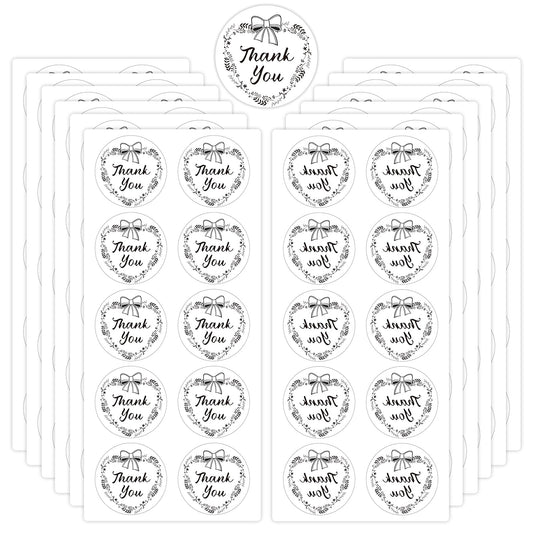 500pcs Thank You Stickers, 1.57in Round Gratitude Labels Transparent Seal Stickers Self-Adhesive Floral Label Stickers for Envelopes Sealing Party Favor
