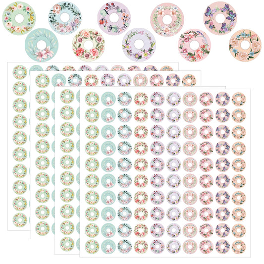 2000 Pcs Hole Label Loose-Leaf Paper Hole Reinforcement Stickers 0.25 inch Assorted Color Wreath Designs Binder Hole Reinforcements Labels for School, Home and Office Hole-Punched Pages