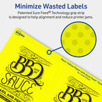 Avery® Printable Rectangle Labels, Sure Feed® Technology, 4-3/4" x 3-3/4", Neon Yellow Labels, Print-to-The-Edge, Laser/Inkjet Printable, 160 Total, Great for Shipping and Packaging 160 labels