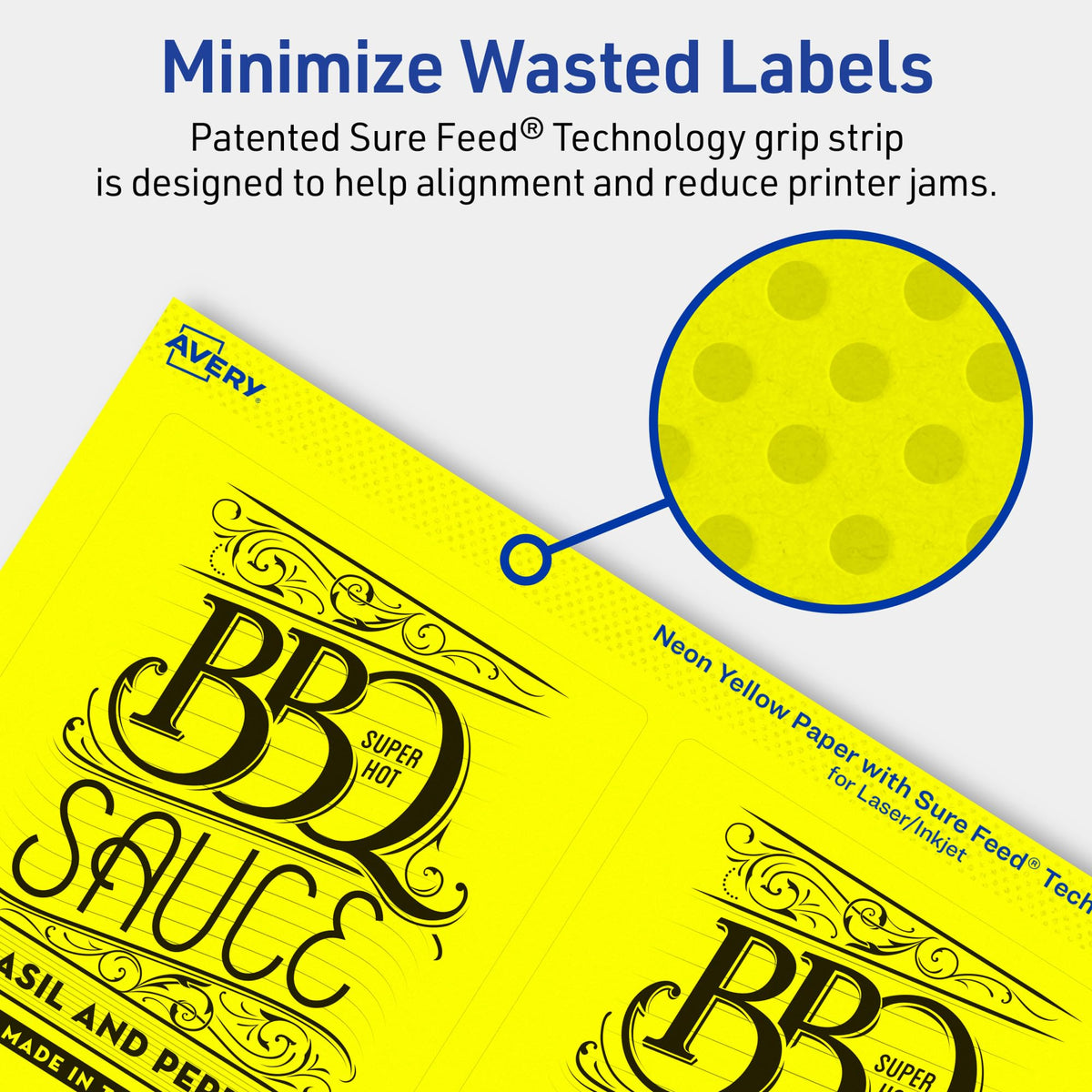 Avery® Printable Rectangle Labels, Sure Feed® Technology, 4-3/4" x 3-3/4", Neon Yellow Labels, Print-to-The-Edge, Laser/Inkjet Printable, 160 Total, Great for Shipping and Packaging 160 labels