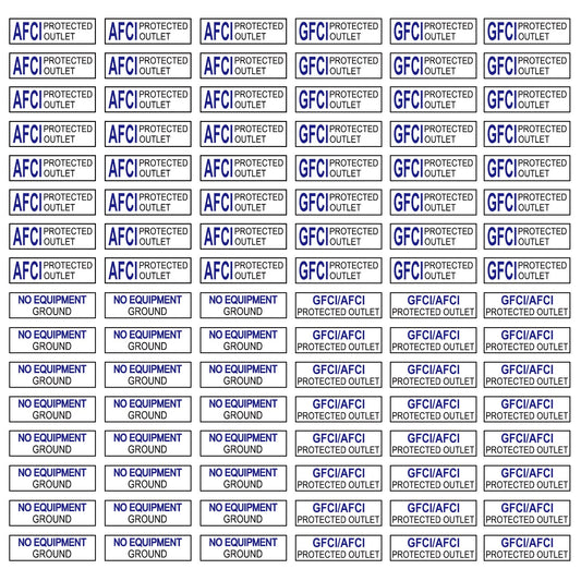 GFCI AFCI Protected Outlet Receptacle Plates Label Sticker Decal No Equipment Ground Blue Print On Clear remarking (96pcs 0.27" x 0.95")