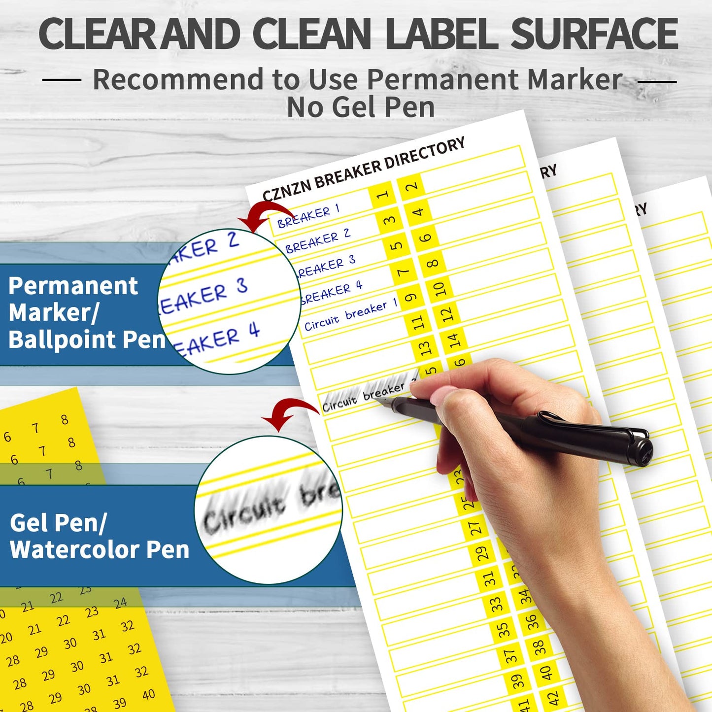 Electrical-Panel Labels Circuit Breaker-Box Stickers - 48*3 Blank Number Directory, Easy Read Adhesive Reusable Sign for Load Center, Switch/Fuse Organizer, Cable/Wire Markers, House/Office/Commercial