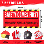 Peryiter 1 Pcs 4 x 2 ft Safety First Banner Vinyl Sign for Workplace