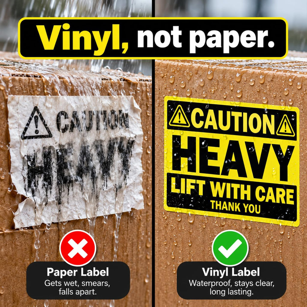 100 Caution Heavy Shipping Labels, 4 x 6 Inch 4x6