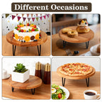 3 Pcs Buffet Risers, Wood Round Food Riser Dessert Table Display Stand Set for Party Wood Cupcake Stands Nesting Table for Home Decor (Natural) Natural