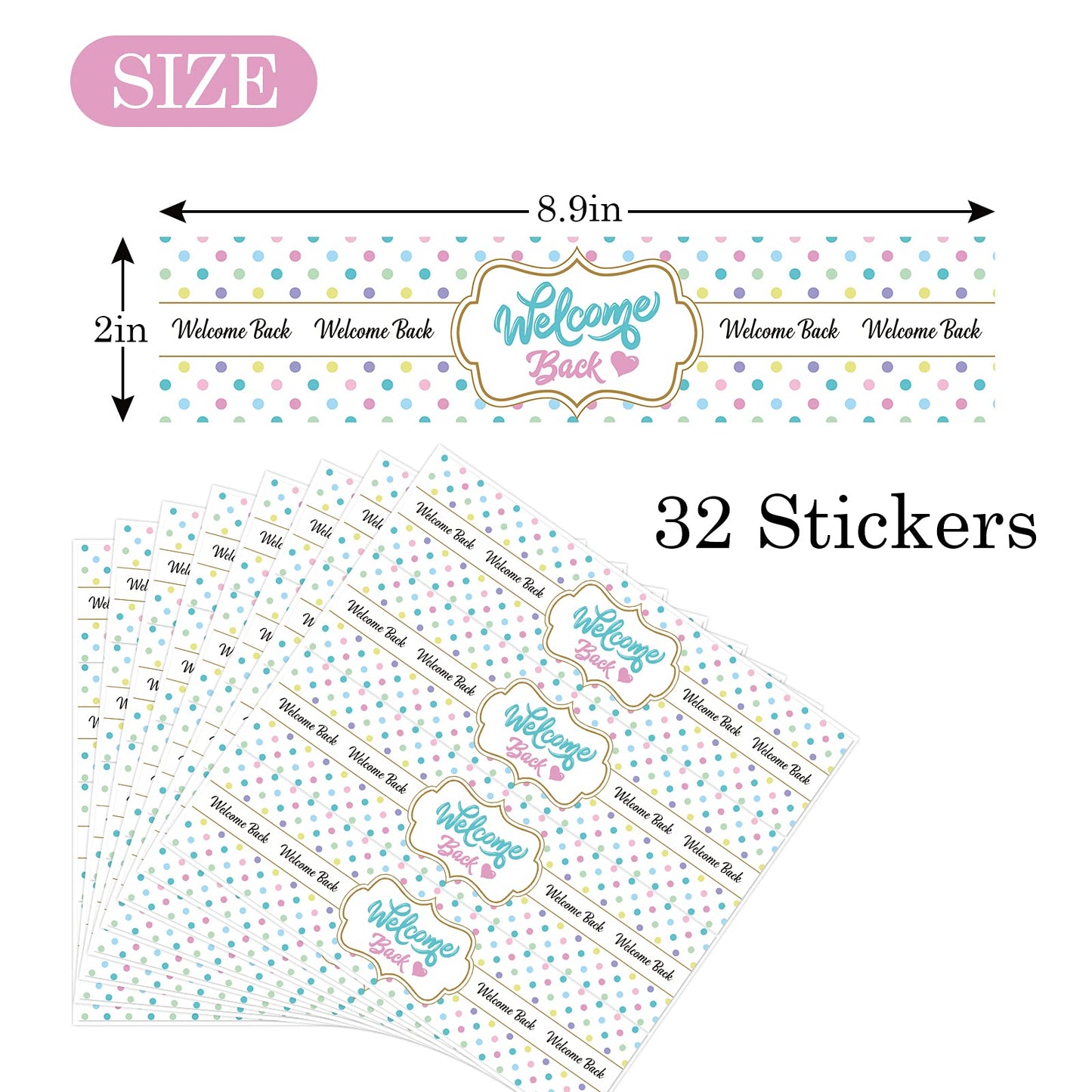 Colorful Welcome Back Water Bottle Labels Stickers/Retirement Bottle Stickers/Moving Away/Welcome Theme Decor/Home Party Water Labels Supplies (Set of 32)