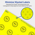 Avery Printable Round Labels, Sure Feed Technology, 1-3/4" Diameter, Neon Yellow Labels, Print-to-The-Edge, Laser/Inkjet Printable, 400 Total, Great for Stickers and Candles 400 labels