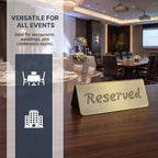 2 Pack Small Reserved Table Signs for Restaurants,Dinner Parties,Banquets,Events,Stainless Steel Table Tent Place Signs,10 Year’s Use,Etched Design,Double Sided View,4.7x1.9 In,(Vintage Red) Vintage Red