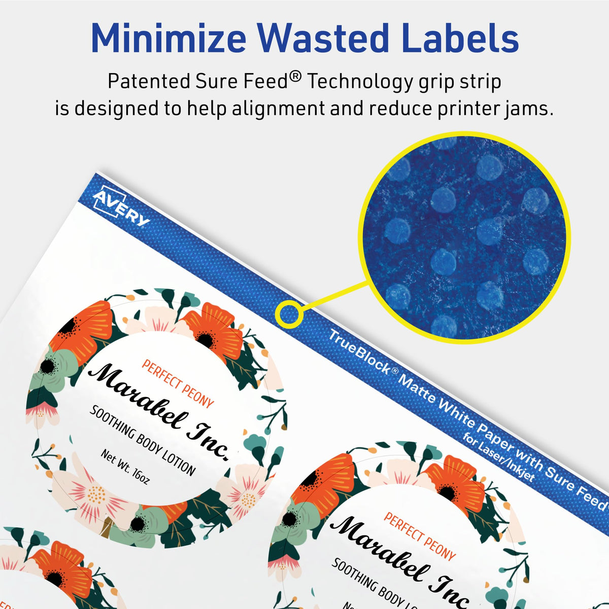 Avery TrueBlock Matte White Round Labels, Sure Feed Technology, 2" Diameter, 1,200 Matte White Labels, Print-to-The-Edge, Laser/Inkjet Printable, Great for Making Stickers or Product Merchandising 1,200 labels