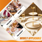 3 Sets of Zinc Alloy Cake Stand Hardware, Heavy Duty 3 Tiered Tray Hardware Kit, Butterfly Cake Plate Stand Handle Stacking Fittings Rod for Serving Dessert Cupcake Fruit Holder (Gold) Gold