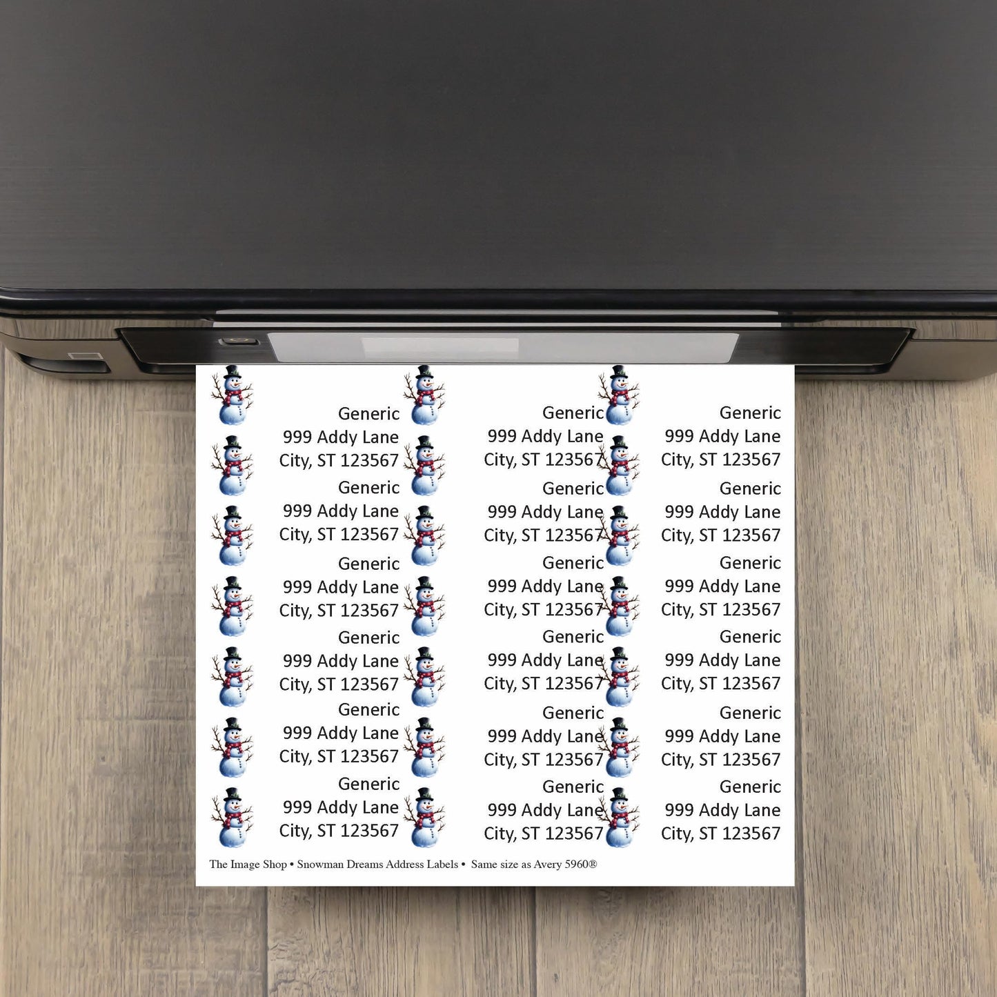 Snowman Dreams Printable Address Labels, 150 Labels Per Package, White/Blue/Black