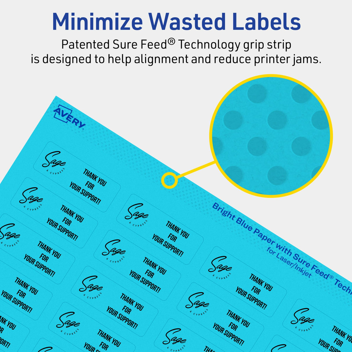 Avery® Printable Rectangle Labels, Sure Feed® Technology, 2/3" x 1-3/4", Bright Blue Labels, Print-to-The-Edge, Laser/Inkjet Printable, 880 Total, Great for Product Merchandising and Jars 880 labels