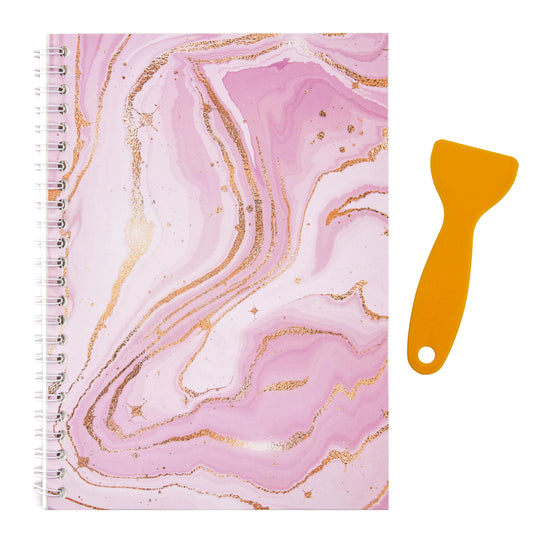 1 Pack Sticker Book, Reusable Sticker Book with Plastic Spatula, A5 Blank Sticker Book Collecting Album Sticker Collecting Book for Sticker Organizer Collecting Storage (Galaxy Aurora - Pale Pink) Galaxy Aurora - Pale Pink