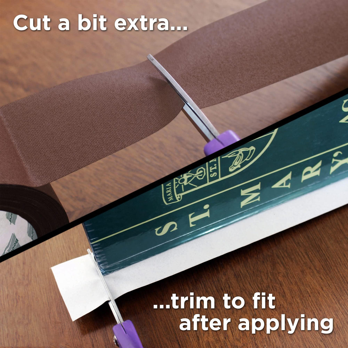 Brown BookGuard 2-inch binding tape for book repair, 15-yard roll, durable cloth material for bookbinding restoration.