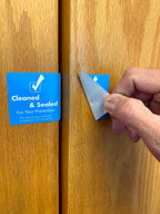 Cleaned and Sealed Tamper Seal Labels Blue 2 x 4 Inch 500 Total Labels Tamper Evident Tape for Hotels, House, & Car Rentals, White Plastic Permanent Adhesive, Tape Indicates Cleanliness & Security