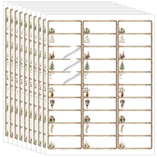 Spiareal 750 Pcs Christmas Address Labels 2.6 x 1 Inch Printable Self Adhesive Stickers Return Address Christmas Labels Gift Tags Mailing Label for Package Office, 30 Per Sheet