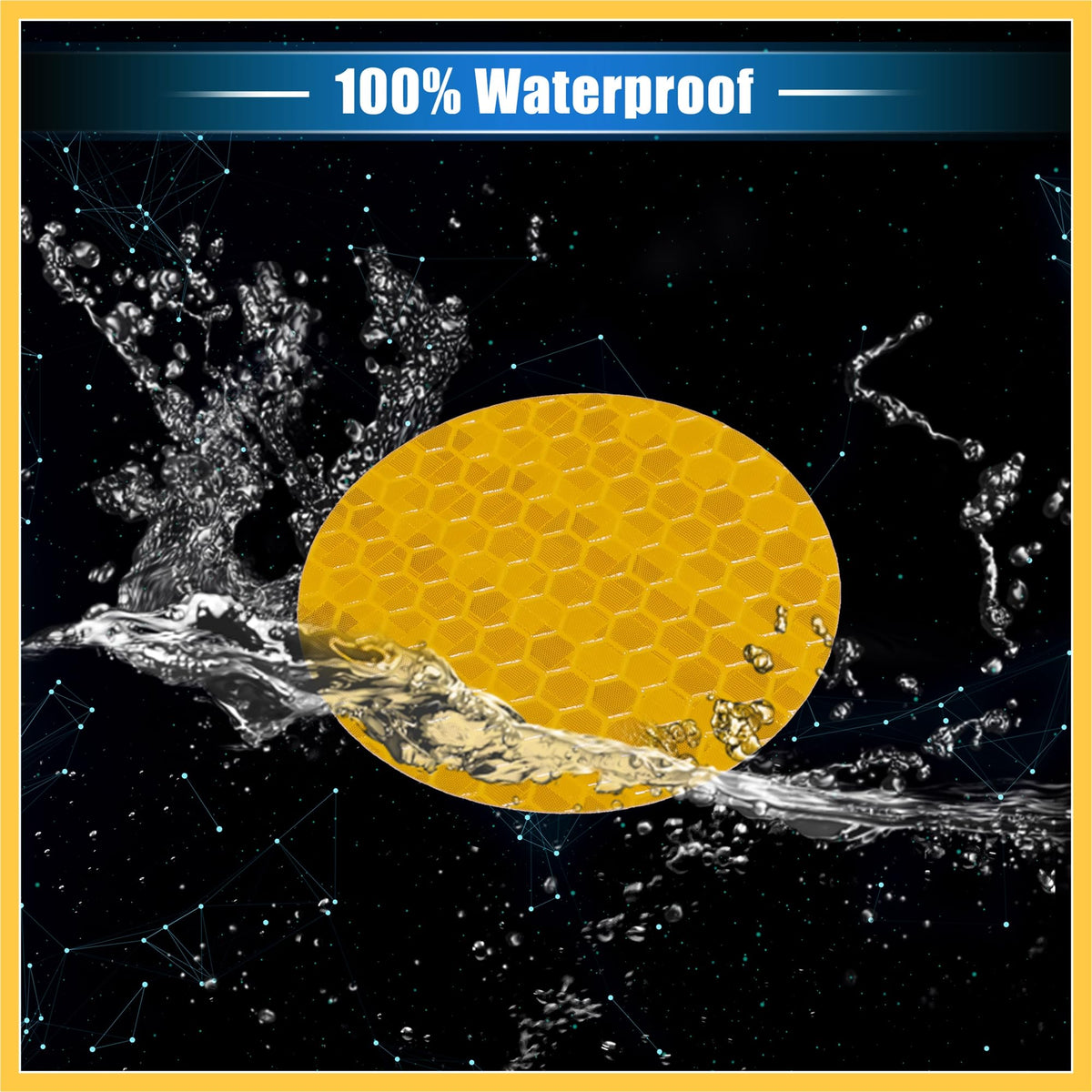 10 Pcs Reflective Stickers, 1.97" OD Round Shape Safety Tape Reflector Universal for Cars Trucks Trailers Waterproof PET Yellow Auto Replacement Parts