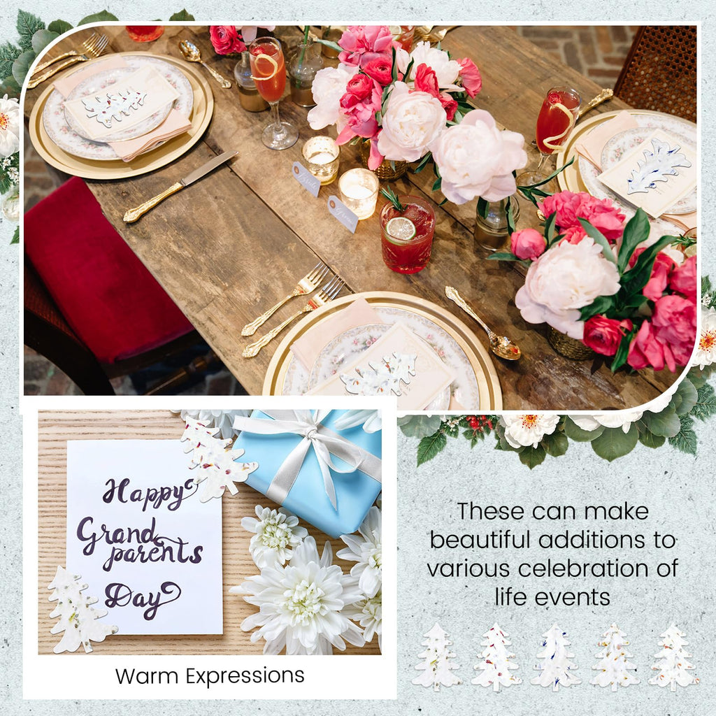 Dunzoom 100 Pcs Handmade Wildflower Seed Paper Tag, Christmas Tree Shape