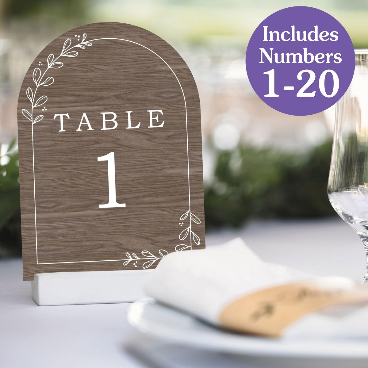 Big Dot of Happiness Rustic Wedding Table Numbers, Engagement and Anniversary Party Decor, Country Wedding Wood Centerpieces, Double-Sided 5 x 7 inches Paper Cards, Table Numbers - 1-20