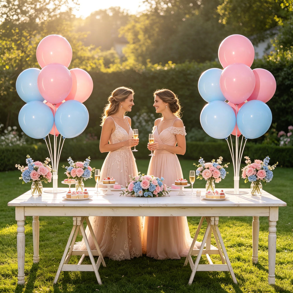 4 Sets Gender Reveal Balloons Stand Kit for Table Pink Blue