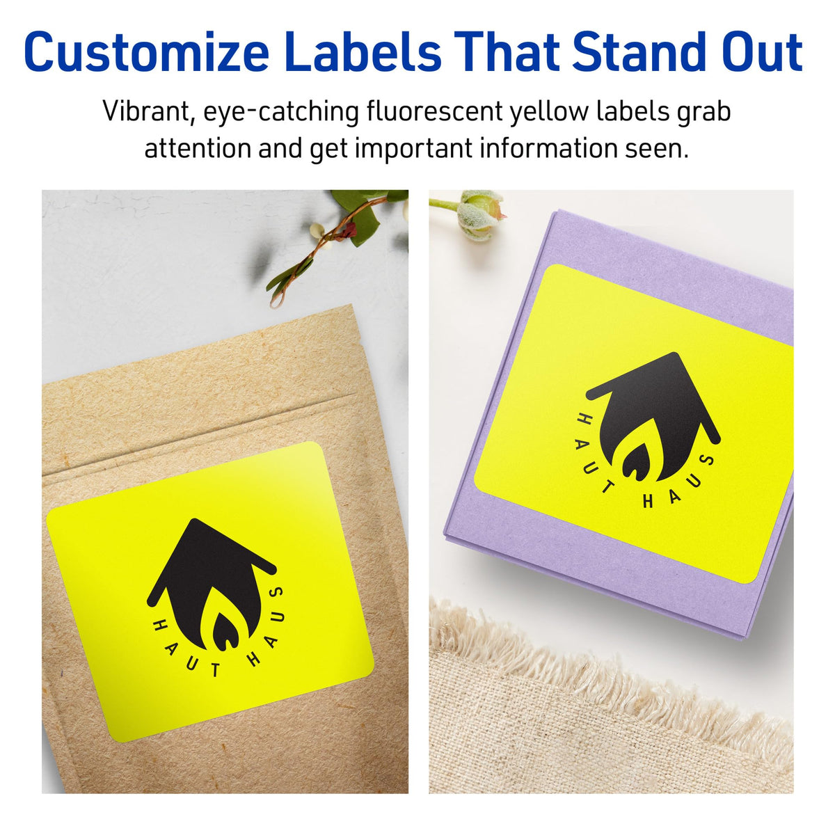 Avery® Printable Rectangle Labels, Sure Feed® Technology, 4-3/4" x 3-3/4", Neon Yellow Labels, Print-to-The-Edge, Laser/Inkjet Printable, 160 Total, Great for Shipping and Packaging 160 labels