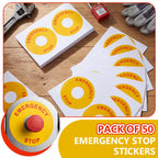 Dunzoom 50 Pcs Emergency Stop Warning Stickers Bulk, Self-Adhesive