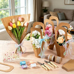 Flower Bar Supplies Set for Floral Bloom Decor Include Acrylic Flower Bar Sign Bouquet Wrapping Gift Bags Chiffon Ribbon and Garden Scissors, Applicable to Wedding Bridal Baby Shower Birthday Party