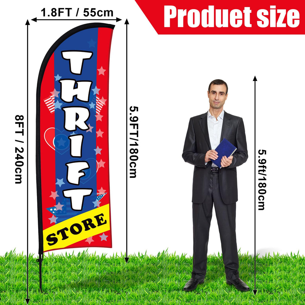 Buryeah 2 Sets Thrift Store Feather Flag with Pole Kit & Carry Bag