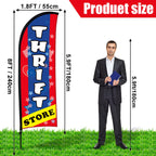Buryeah 2 Sets Thrift Store Feather Flag with Pole Kit & Carry Bag