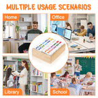 10 Rolls Number File Folder Labels Set Color Series Chart Stickers with Wooden Tray Set of Numbers 0-9 File Labels for File Folders Number Label Index Numeric Labels Index Stickers for Office School