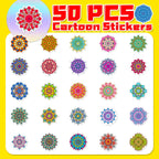 Happy Diwali Gift Stickers - 50pcs Mandala Labels Seals Decals for Kids Cards Envelopes Cookies Box and Gifts Wrapping Decoration