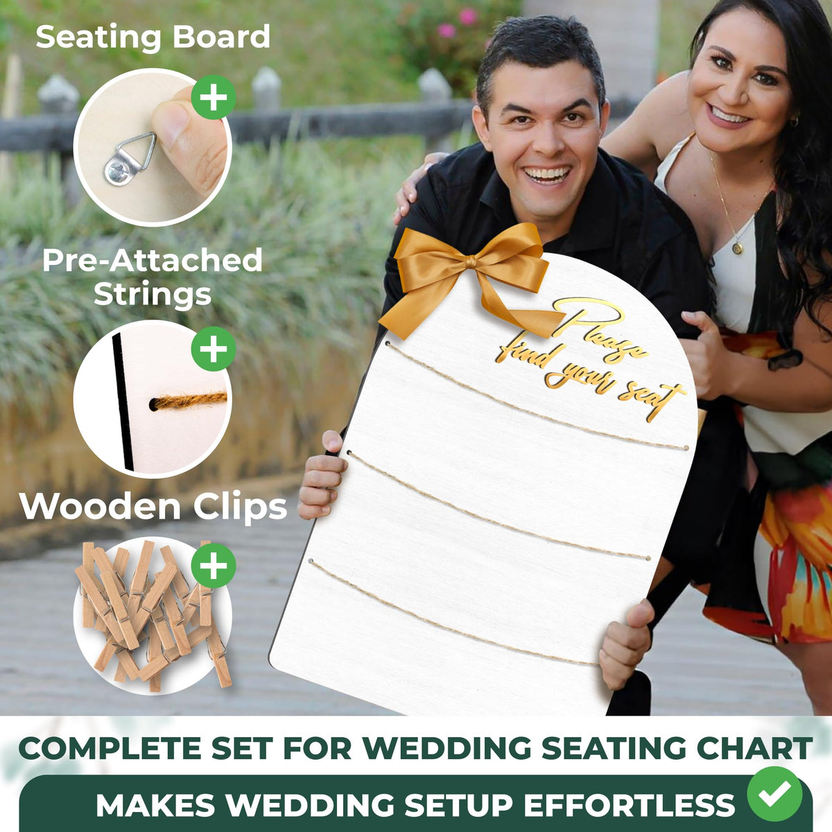 STOFINITY Wedding Seating Chart Board, Wood, 18x26 in, White