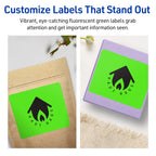 Avery® Printable Rectangle Labels, Sure Feed® Technology, 3" x 3-3/4", Neon Green Labels, Print-to-The-Edge, Laser/Inkjet Printable, 120 Total, Great for Candles and Ingredients 120 labels