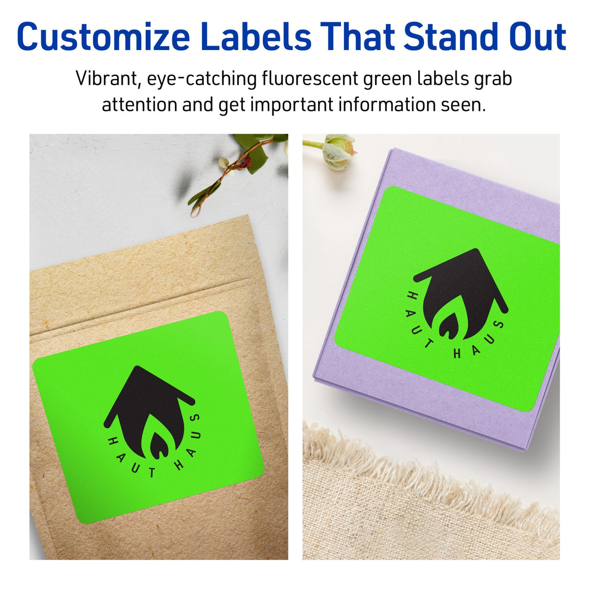 Avery® Printable Rectangle Labels, Sure Feed® Technology, 3" x 3-3/4", Neon Green Labels, Print-to-The-Edge, Laser/Inkjet Printable, 120 Total, Great for Candles and Ingredients 120 labels