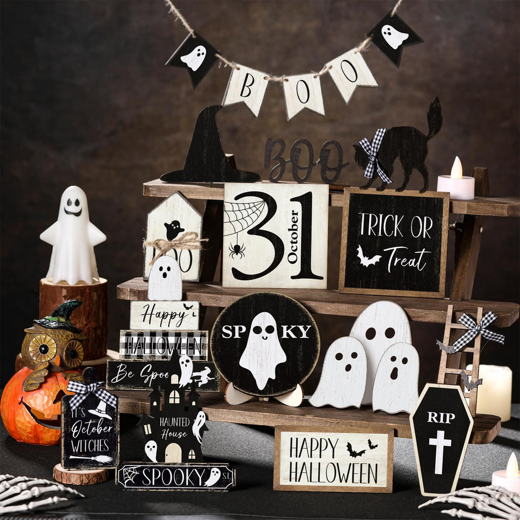 Vercraft Halloween Ghost Tiered Tray Decorations, Ghost