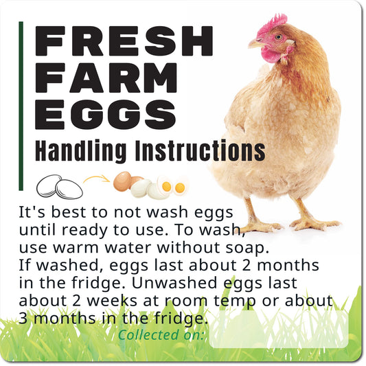 Havongki 200 Pack Premium Fresh Farm Eggs Handling Instructions Stickers Labels Care Accessories | Egg Blank Cartons 4 6 12 15 18 30 48 50 Count Basket Box Container Storing Extra Organizer -M11SS200