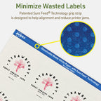 Avery® Dissolvable Square Labels, Sure Feed® Technology, 2.5" x 2.5", Matte White, Laser/Inkjet Printable, 90 Labels Total, Freezer-Safe, Microwave-Safe, Refrigerator-Safe