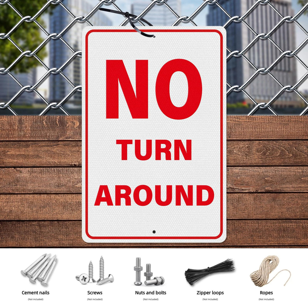 No Turn Around Sign 18 × 12 Inches for Driveway, Roadway, Dead End