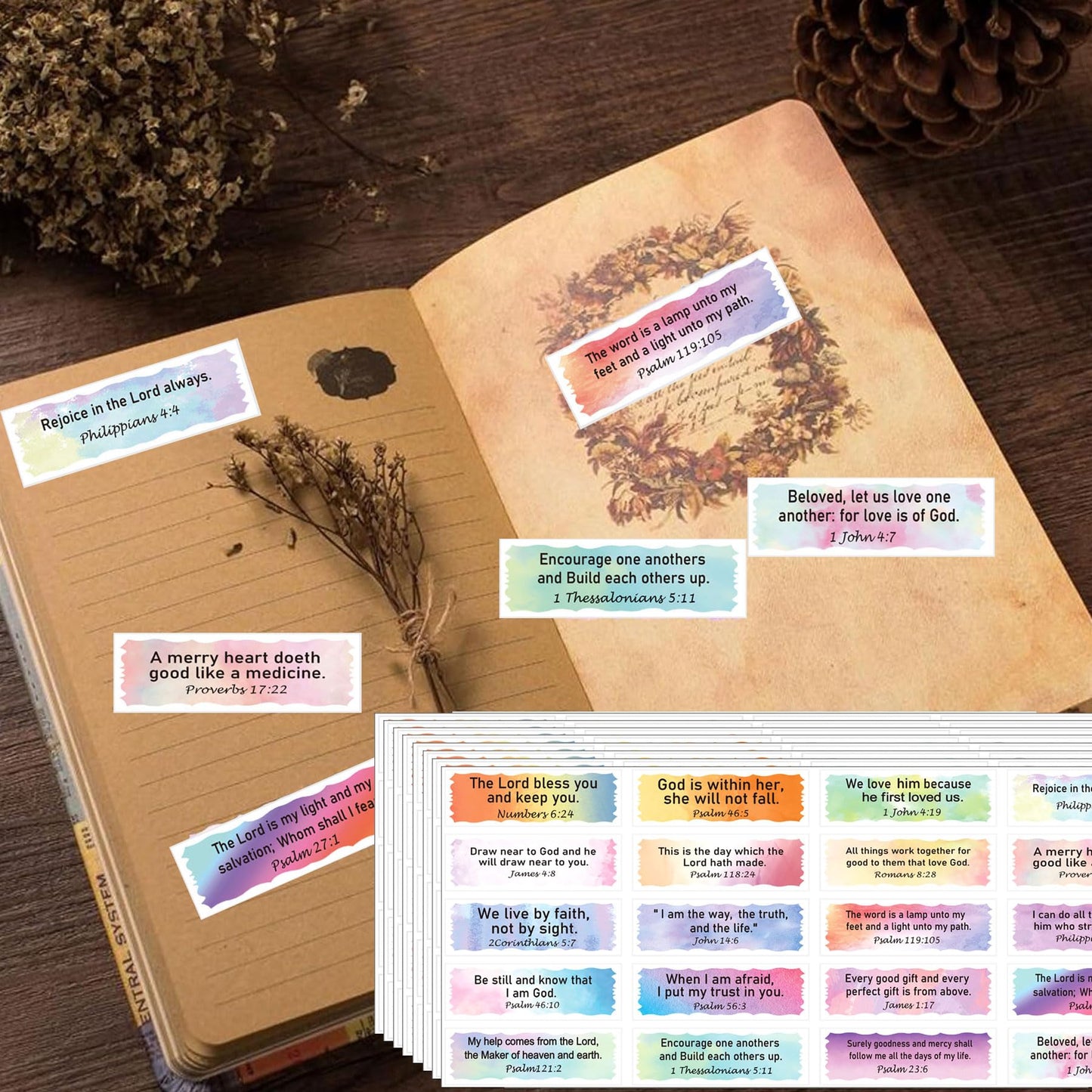 Bible Verse Stickers Scripture Inspirational Christian Sticker 200Pcs Religious Bible Quote Stickers Motivational Faith Decals Jesus Christian Religious Faiths Labels for Planner, Faith Sticker