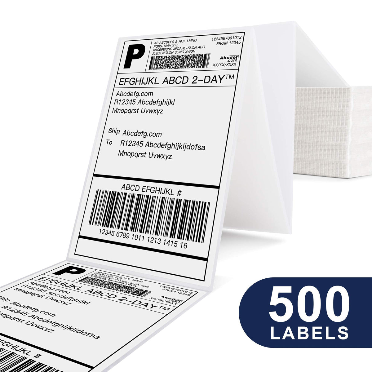 POLONO 4x6 Thermal Labels Fanfold, 500 Shipping Labels for Label Printer