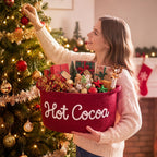 Meanplan Hot Cocoa Gifts Basket Empty Wiith Handles, Red